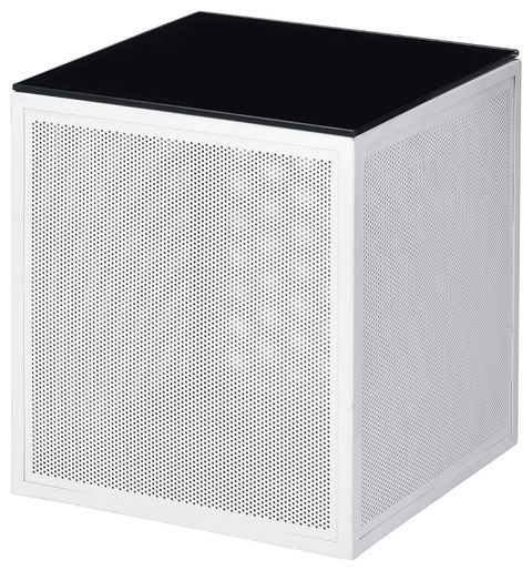 Understanding the Design Details The Dotted White Metal Base Square Glass Top